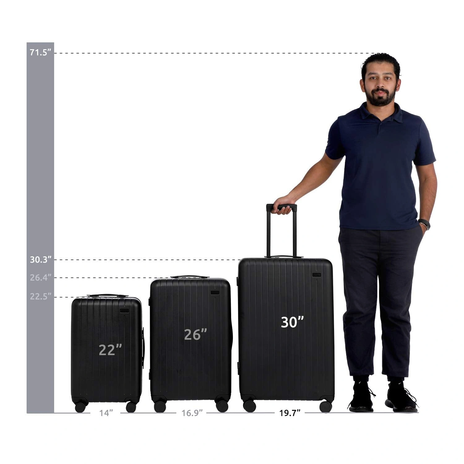 Stylish Black Spinner Suitcase - Durable 30” Hard Shell Roller Bag